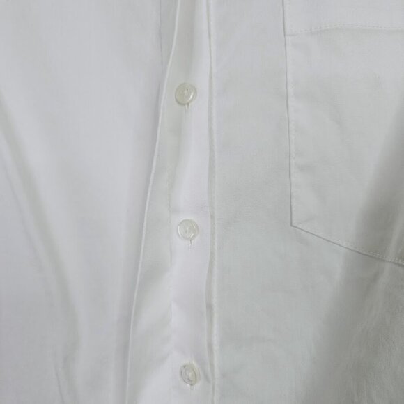 WHITE HOUSE BLACK MARKET Button Up Down Shirt WHITE w NAVY BLUE size 8 Layered - Picture 6 of 7